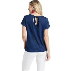 Vineyard Vines navy linen ruffle tee